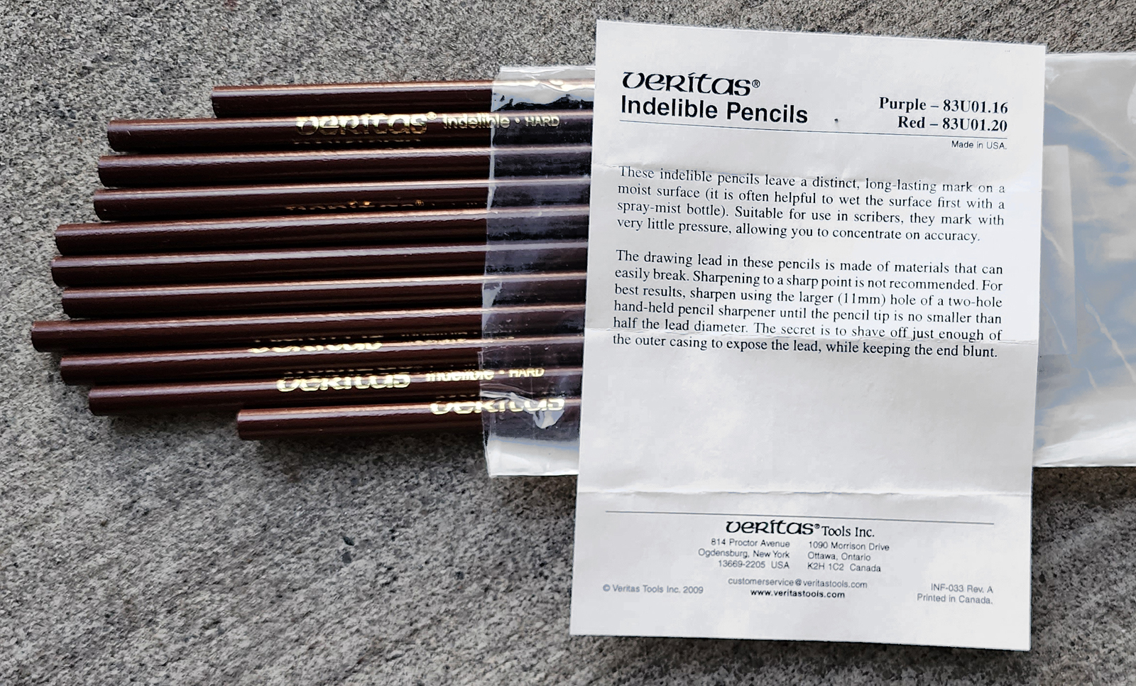 Veritas indelible pencil vs. an ordinary pencil